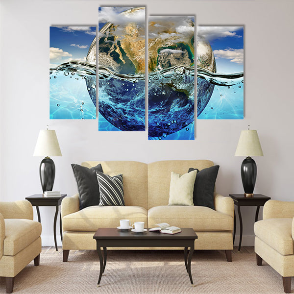 Earth is immersed in water Multi Panel Canvas Wall Art