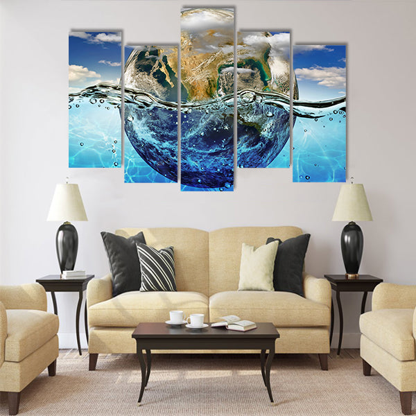 Earth is immersed in water Multi Panel Canvas Wall Art