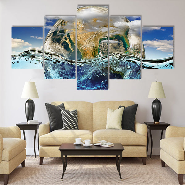 Earth is immersed in water Multi Panel Canvas Wall Art