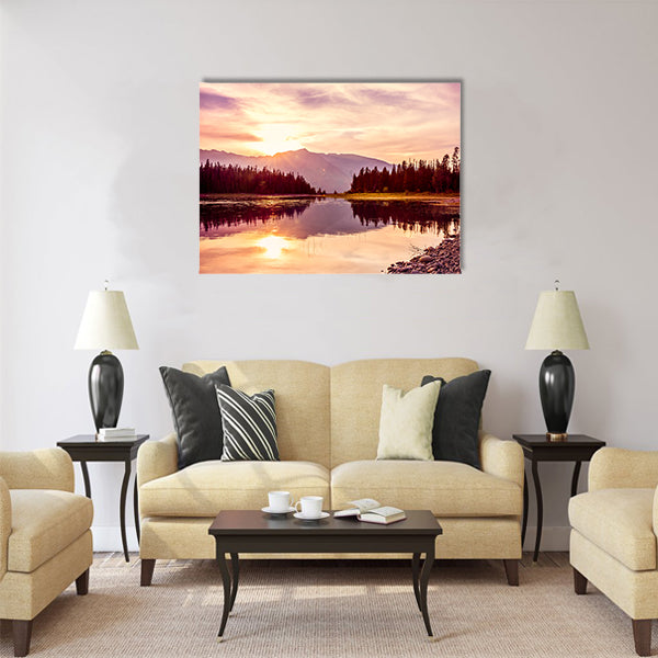 Grand Teton mountain range, Jackson Lake Multi panel canvas wall art