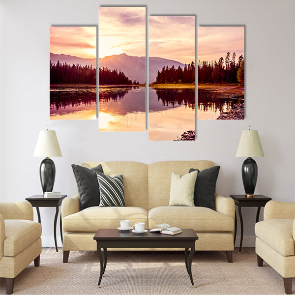 Grand Teton mountain range, Jackson Lake Multi panel canvas wall art