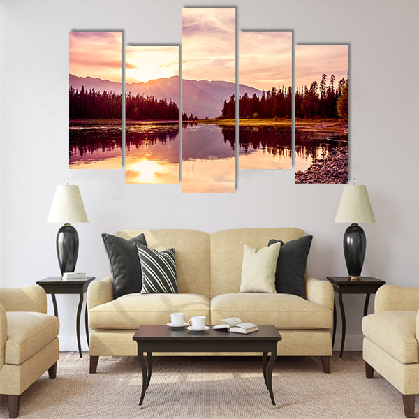 Grand Teton mountain range, Jackson Lake Multi panel canvas wall art