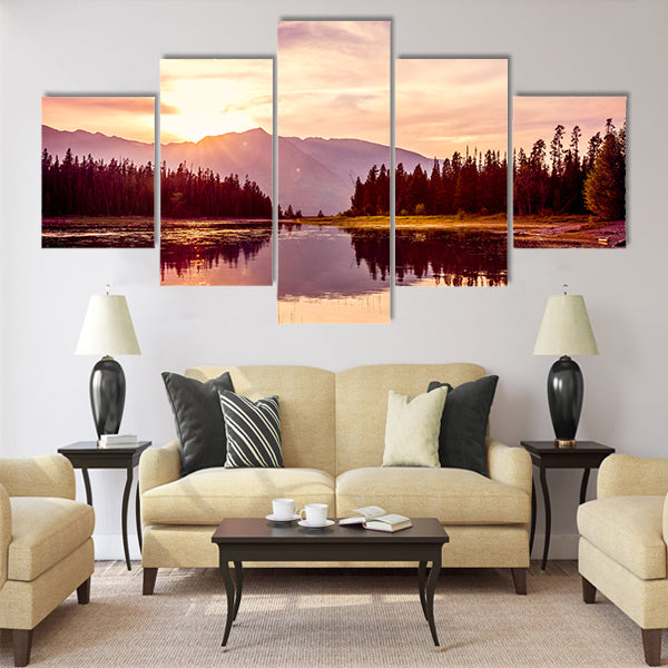 Grand Teton mountain range, Jackson Lake Multi panel canvas wall art