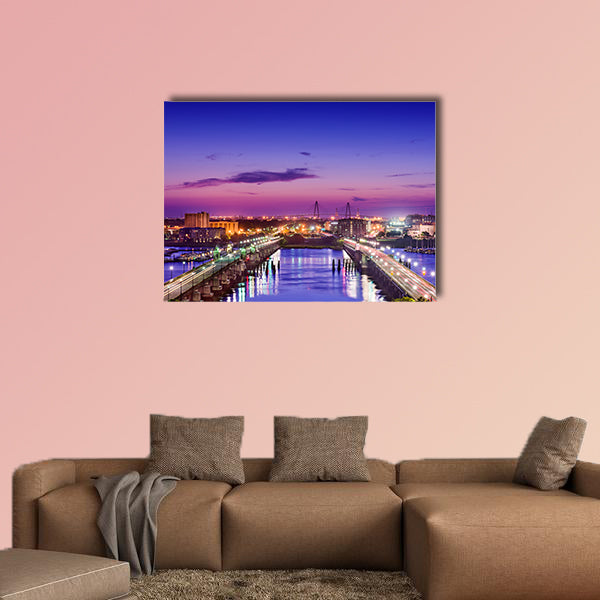 Skyline over the Ashley River, Charleston multi panel canvas wall art