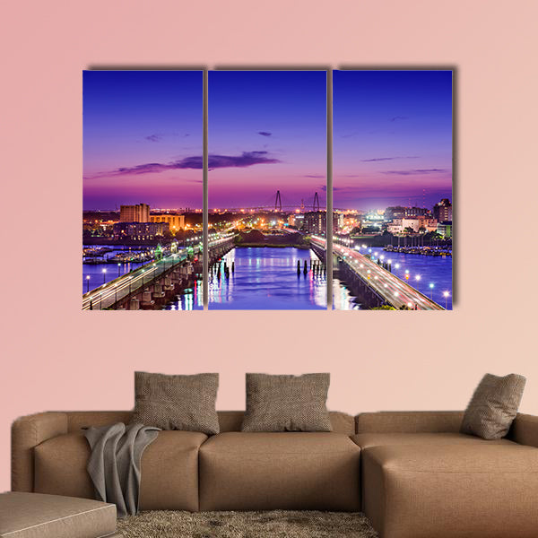Skyline over the Ashley River, Charleston multi panel canvas wall art