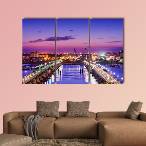 Charleston, South Carolina, USA skyline over the Ashley River wall art