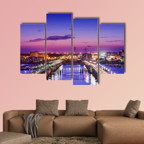 Charleston, South Carolina, USA skyline over the Ashley River wall art