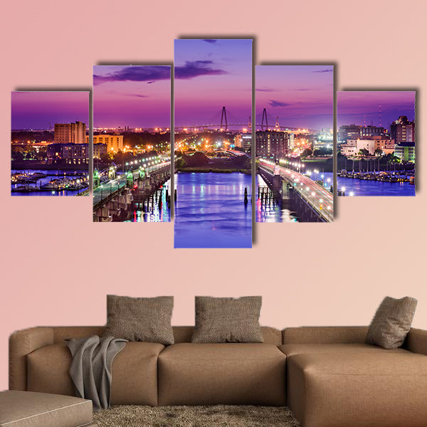 Charleston, South Carolina, USA skyline over the Ashley River wall art