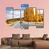 Autumn landscape with road and red car, New Zealand wall art