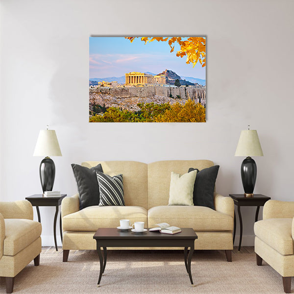 View on Acropolis at sunset, Athens, Greece Multi Panel canvas wall art