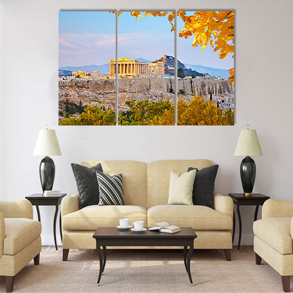 View on Acropolis at sunset, Athens, Greece Multi Panel canvas wall art