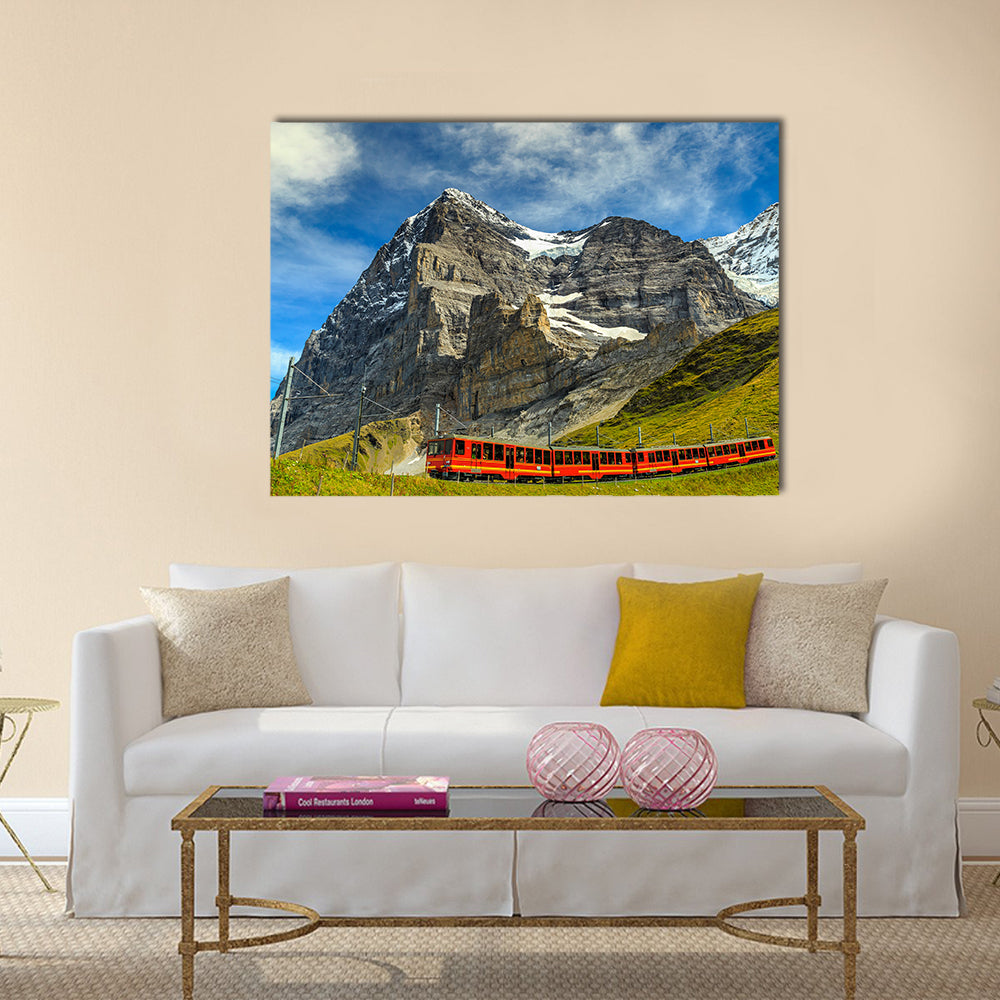 Famous electric red tourist train multi panel canvas wall art
