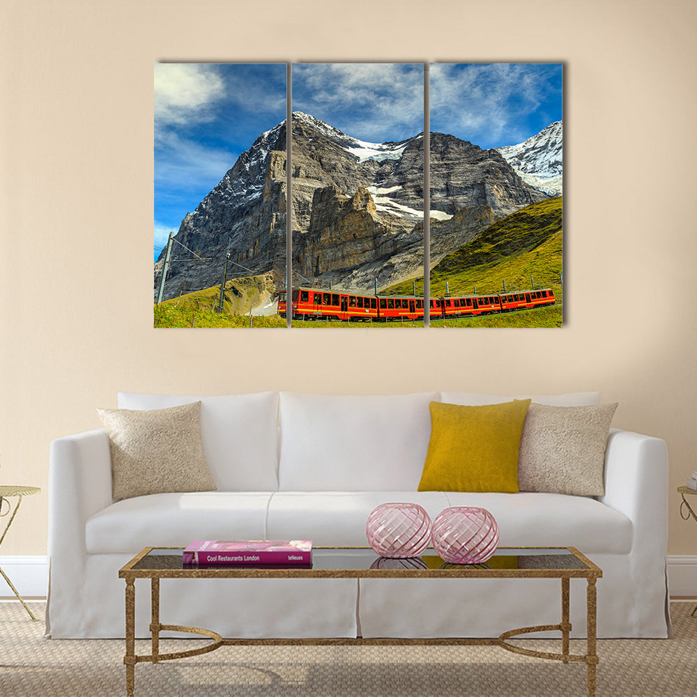Famous electric red tourist train multi panel canvas wall art