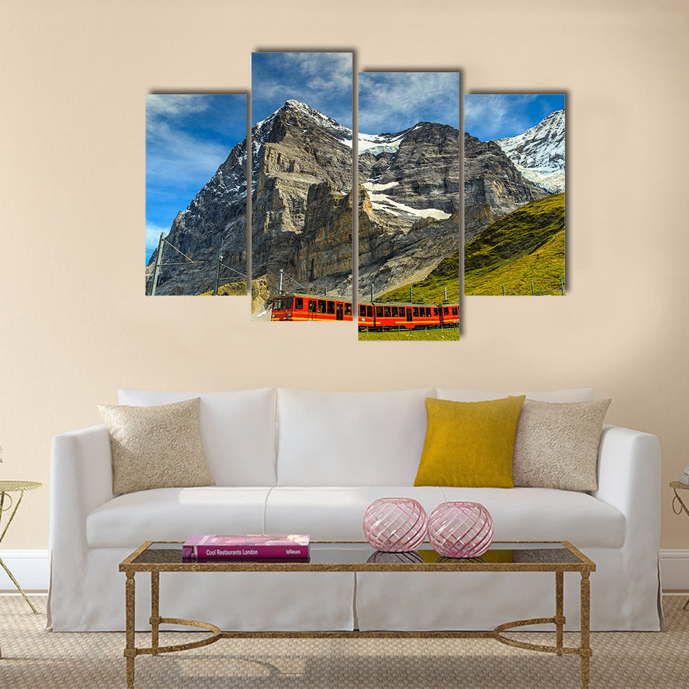 Famous electric red tourist train multi panel canvas wall art