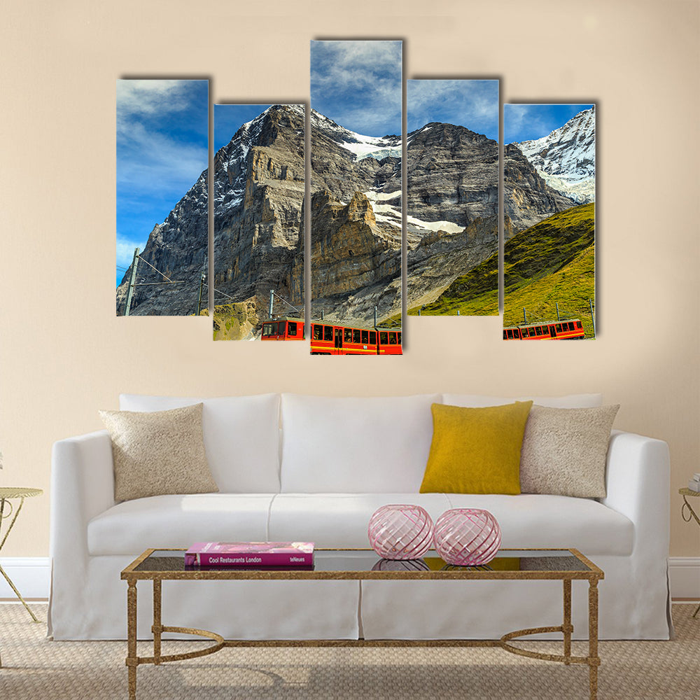 Famous electric red tourist train multi panel canvas wall art