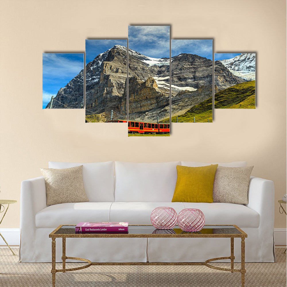 Famous electric red tourist train multi panel canvas wall art