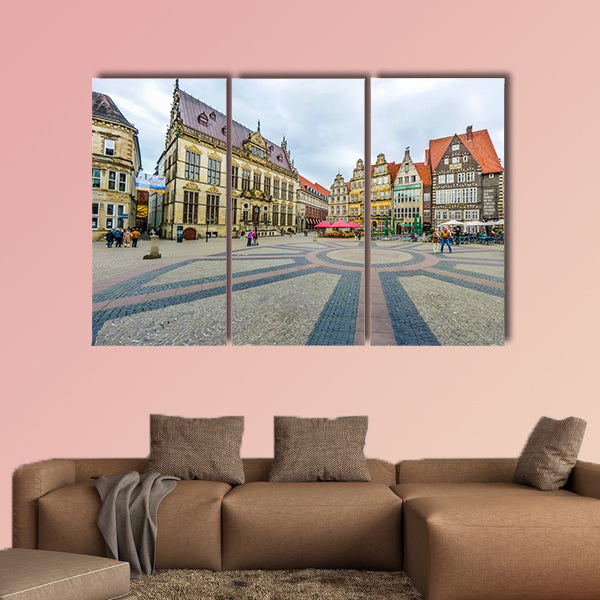 Ancient Bremen Market Square in Germany multi panel canvas wall art
