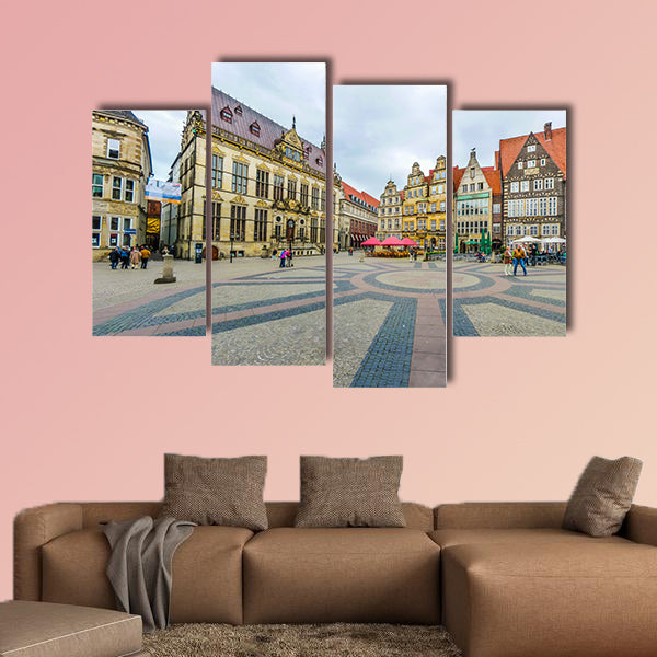 Ancient Bremen Market Square in Germany multi panel canvas wall art