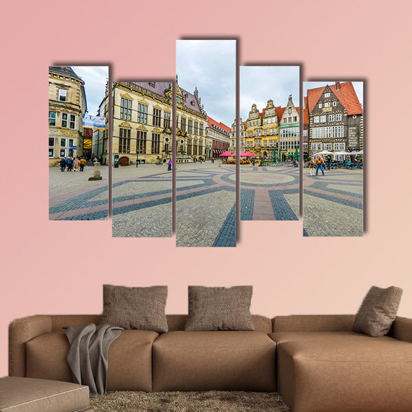 Ancient Bremen Market Square in Germany multi panel canvas wall art