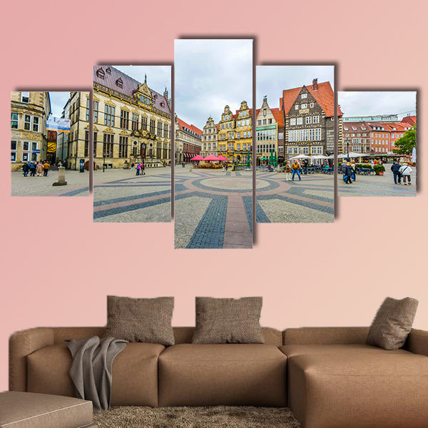 Ancient Bremen Market Square in Germany multi panel canvas wall art