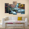 Beautiful waterfall in autumn forest in crimean mountains at sunset Multi Panel Canvas Wall Art