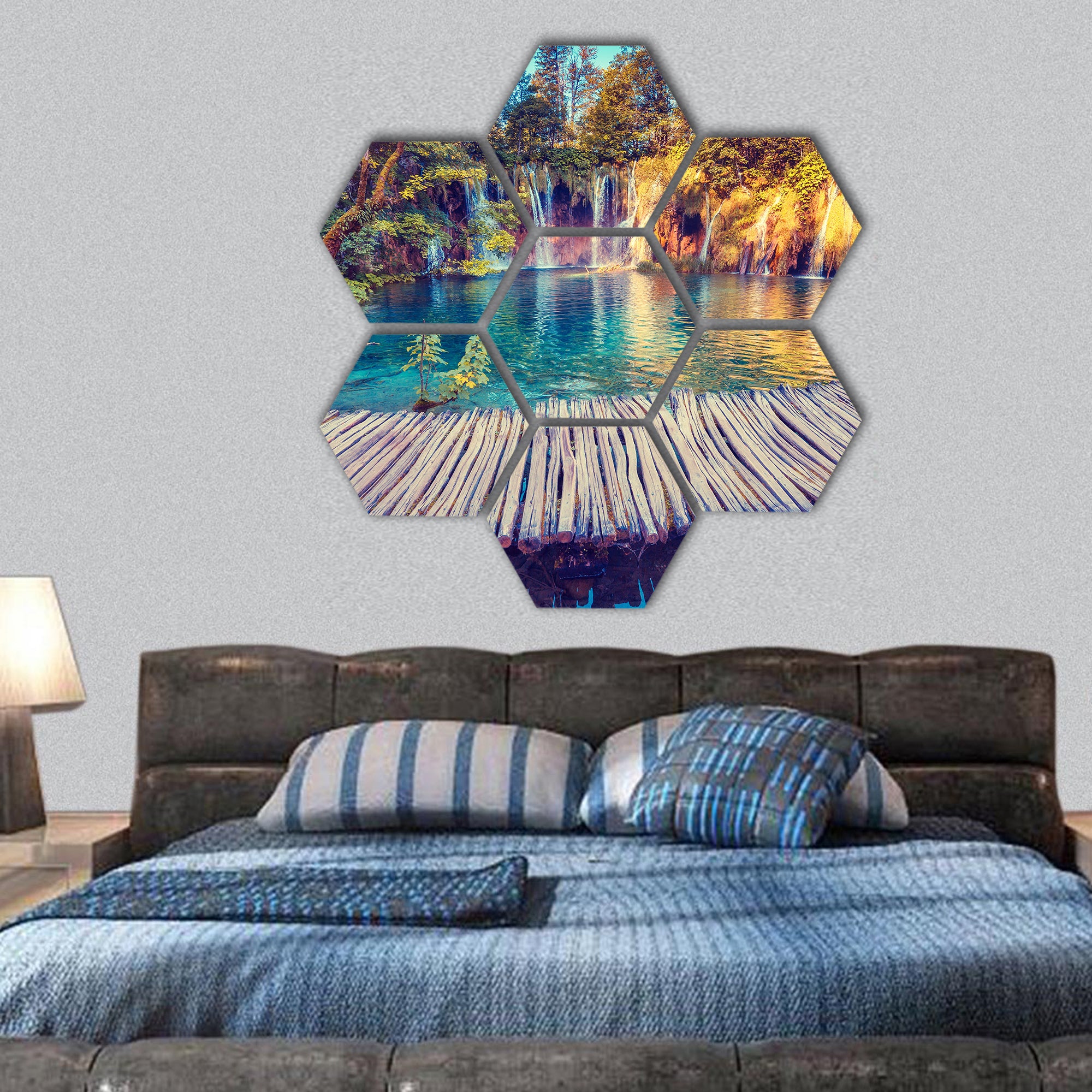 the Plitvice Lakes National Park, Croatia hexagonal canvas wall art