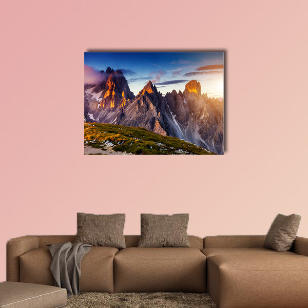 Great view of the top Cadini di Misurina range in National Park multi panel canvas wall art