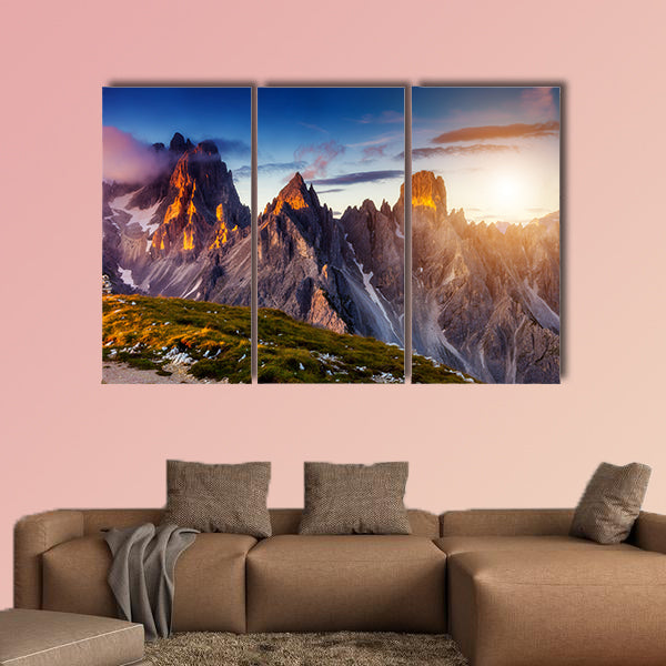 Great view of the top Cadini di Misurina range in National Park multi panel canvas wall art