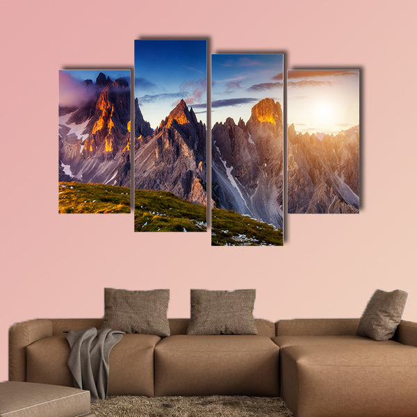 Great view of the top Cadini di Misurina range in National Park multi panel canvas wall art
