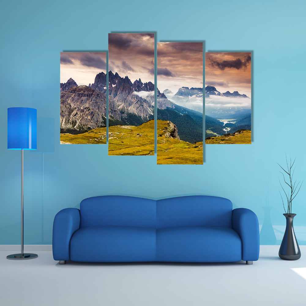 The great view of the Cadini di Misurina range and Sorapis group in Italy Multi Panel Canvas Wall Art
