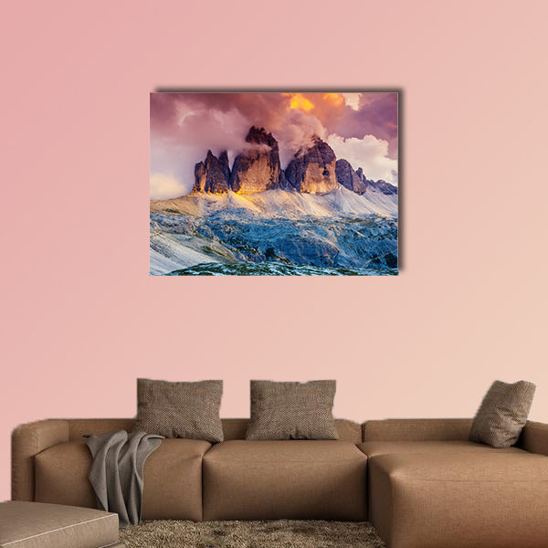 Majestic foggy view of the National Park Tre Cime di Lavaredo wall art