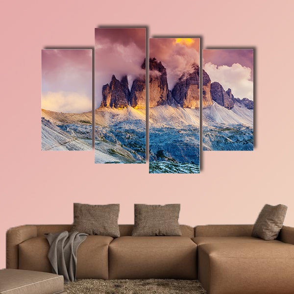 Majestic foggy view of the National Park Tre Cime di Lavaredo wall art