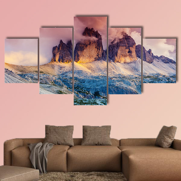Majestic foggy view of the National Park Tre Cime di Lavaredo wall art