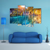 Majestic View On Turquoise Water And Sunny Beams In The Plitvice Lakes National Park Croatia Multi Panel Canvas Wall Art