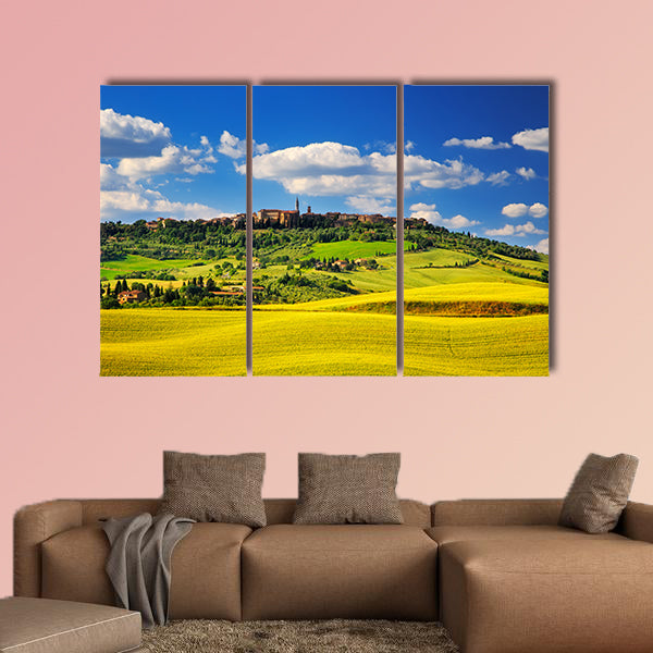 Tuscany spring, Pienza Italian medieval village, Siena, Italy multi panel canvas wall art