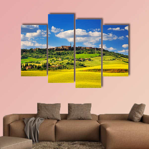 Tuscany spring, Pienza Italian medieval village, Siena, Italy multi panel canvas wall art