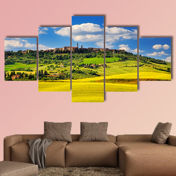 Tuscany spring, Pienza Italian medieval village, Siena, Italy multi panel canvas wall art