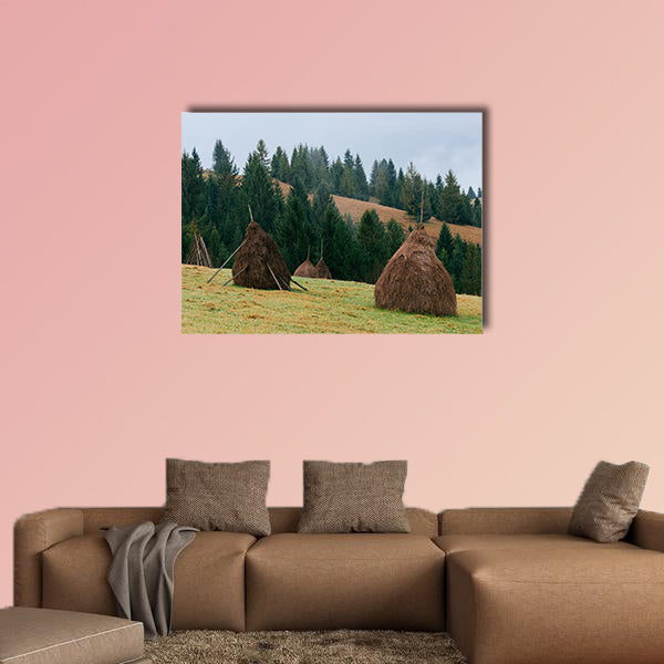 Hills in the mountain village, Rick dry hay multi panel canvas wall art