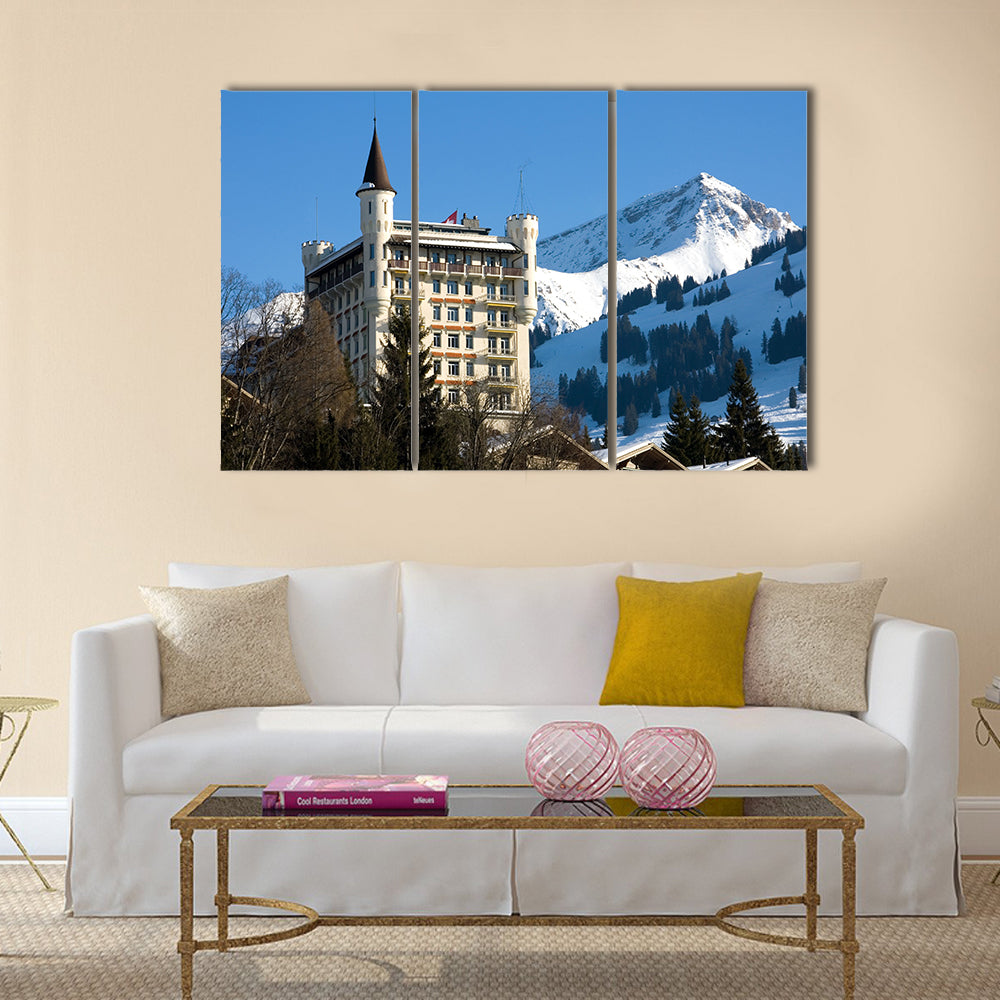 A luxury hotel in Gstaad, Switzerland multi panel canvas wall art