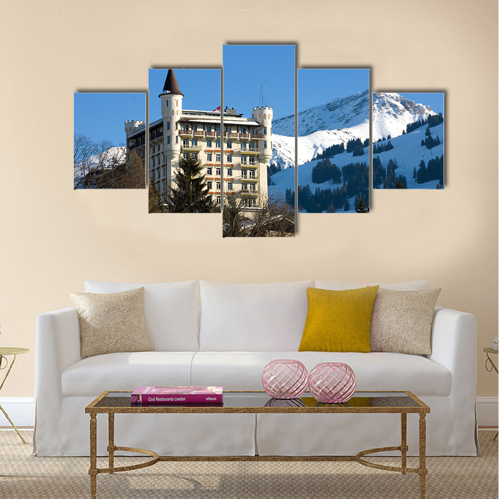 A luxury hotel in Gstaad, Switzerland multi panel canvas wall art