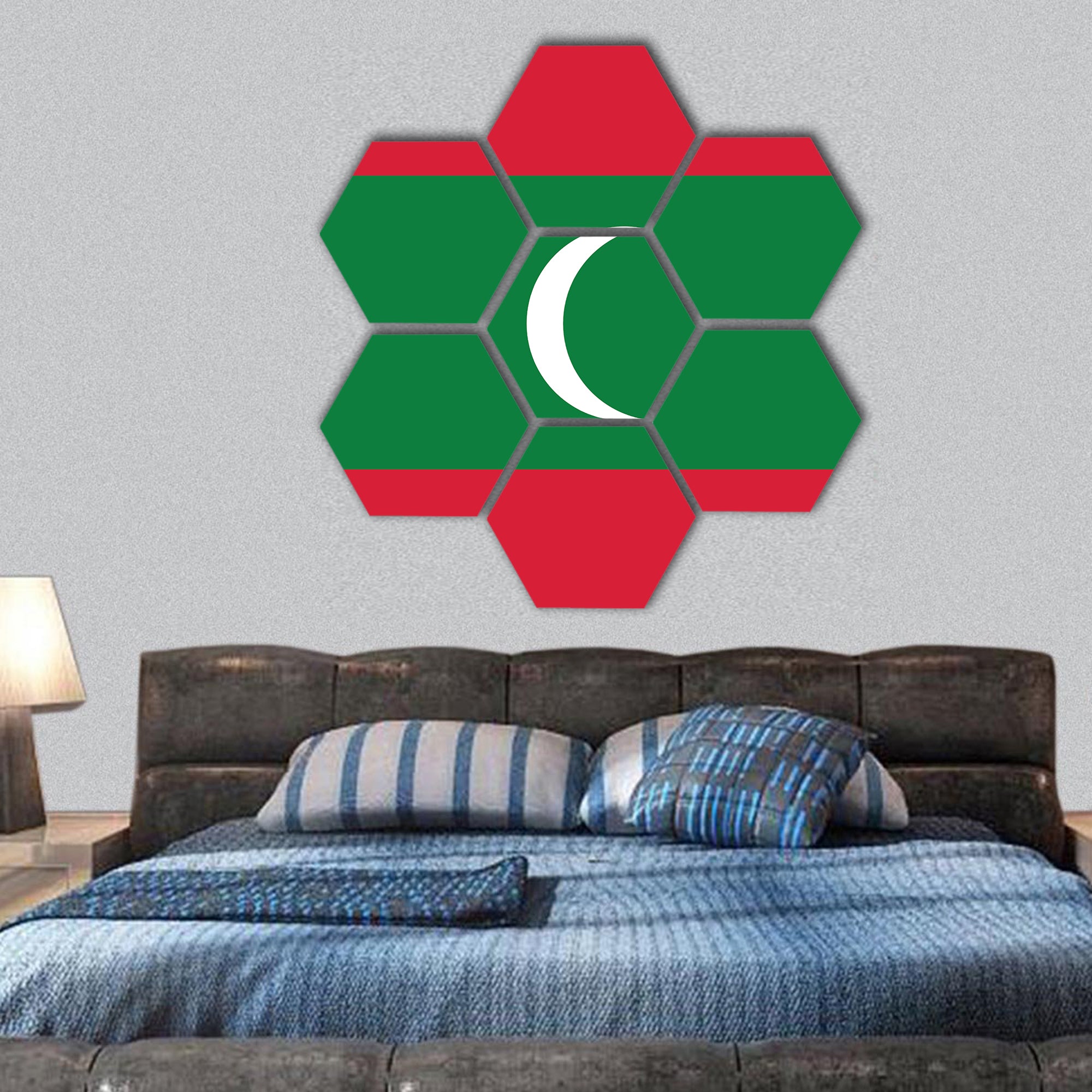 Flag of Maldives hexagonal canvas wall art