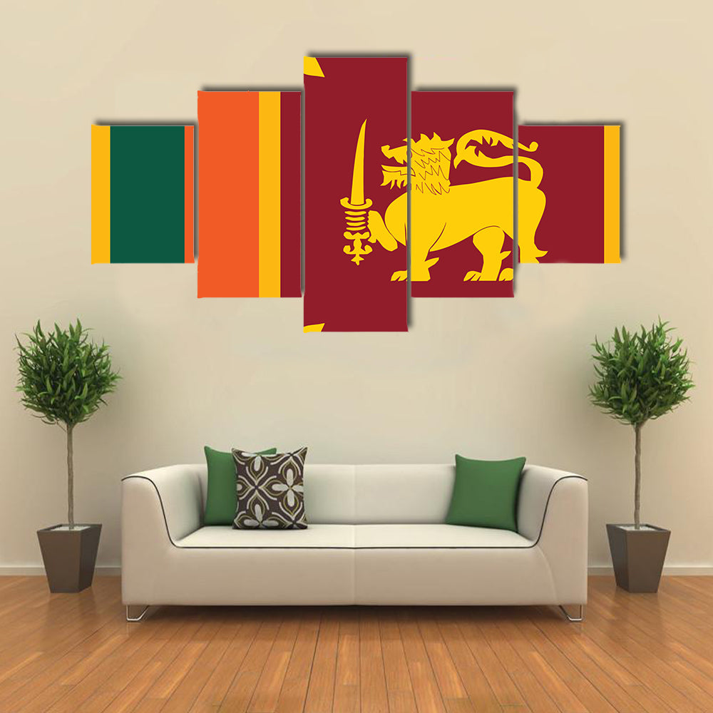 Vector Illustration of Flag of Sri Lanka Multi Panel Canvas Wall Art