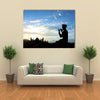 In The Evening With Cool Breeze A Silhouette Muslim Praying Before God Multi Panel Canvas Wall Art