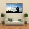 In The Evening With Cool Breeze A Silhouette Muslim Praying Before God Multi Panel Canvas Wall Art