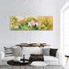 Watercolor painting of house in woods illustration Panoramic Canvas Wall Art