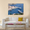 Aerial view on the vessels in the harbor of the Greek city Multi Panel Canvas Wall Art