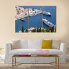 Aerial view on the vessels in the harbor of the Greek city Multi Panel Canvas Wall Art