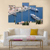 Aerial view on the vessels in the harbor of the Greek city Multi Panel Canvas Wall Art