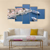 Aerial view on the vessels in the harbor of the Greek city Multi Panel Canvas Wall Art