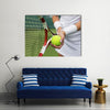 Tennis player holding racket and ball in hands Multi panel canvas wall art